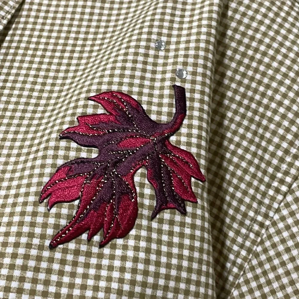 NWOT Las Olas Fall Leaves button down shirt. Size L large 12/14